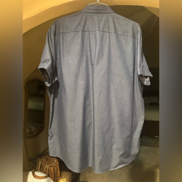 Calibrate Non-Iron Men's Short Sleeve Button-Up Shirt XXL Blue - Picture 3 of 3